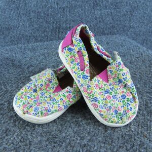 TOMS Girls Slip-On Size T 4 Medium Shoes Pink Fabric‎ Hook & Loop